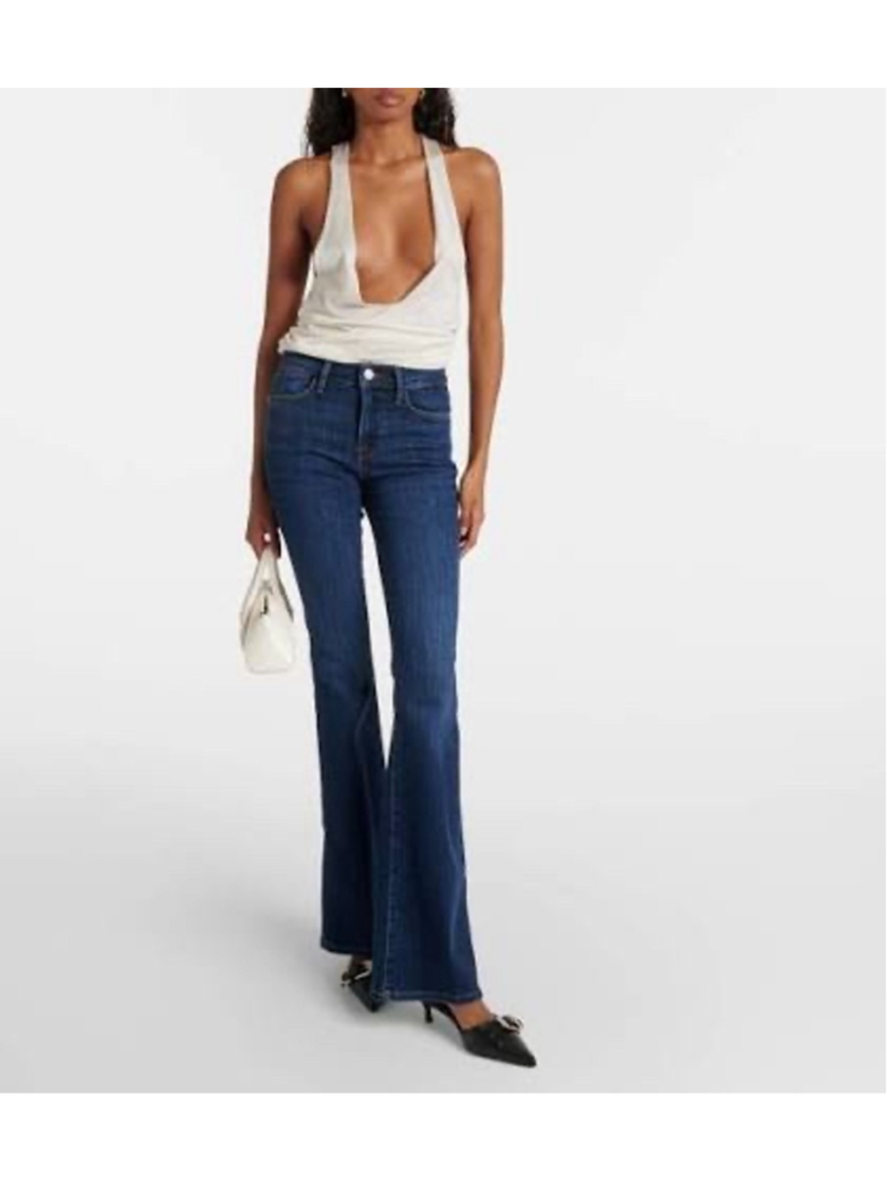 Women's FRAME le high Flare Jeans, Size 23, Dark Blue Napoli